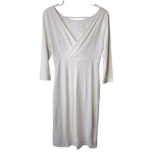Donna Ricco Dress Womens 4 Midi Side Zip Cream - Picture 2 of 10